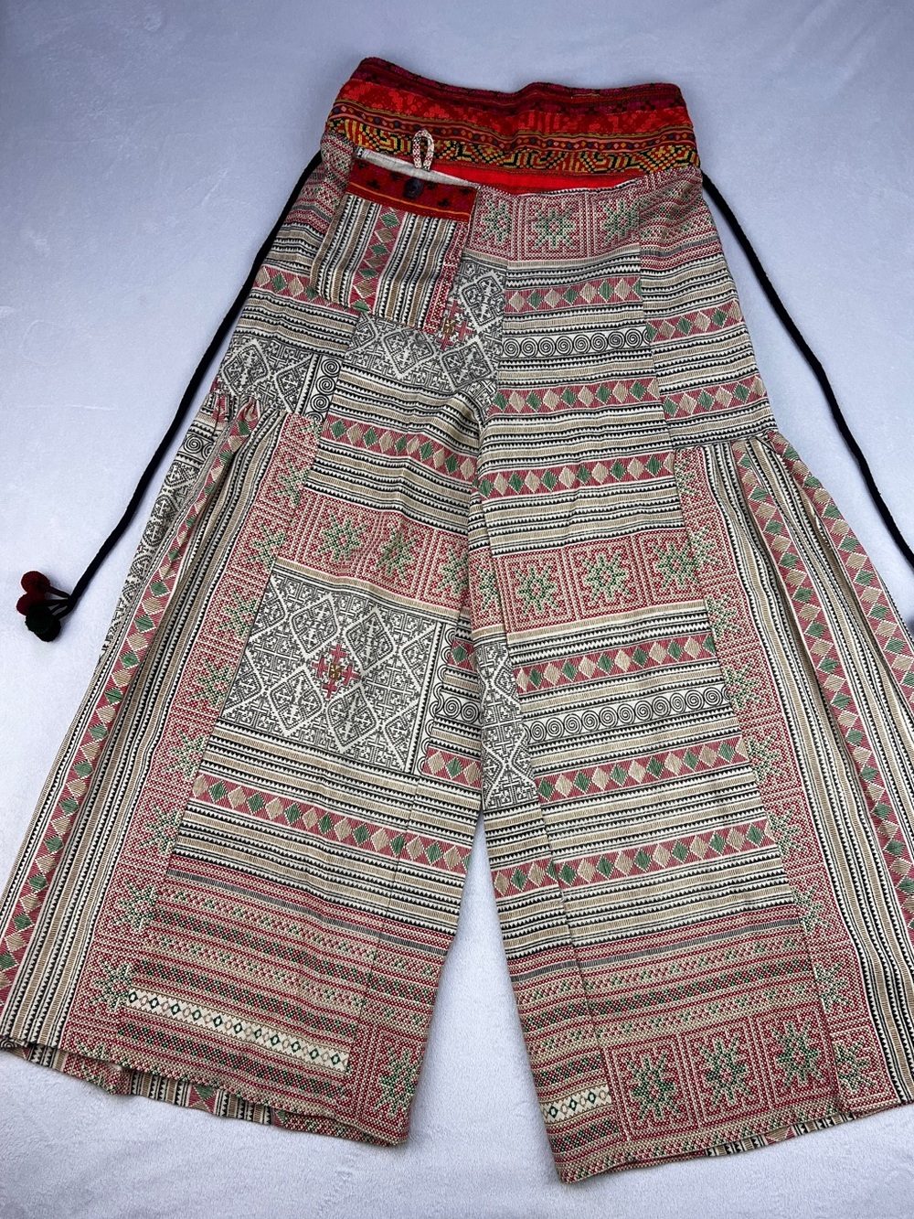 Thai Hill Tribe Fabric Womens Palazzo Pants Boho Colorful 24x24